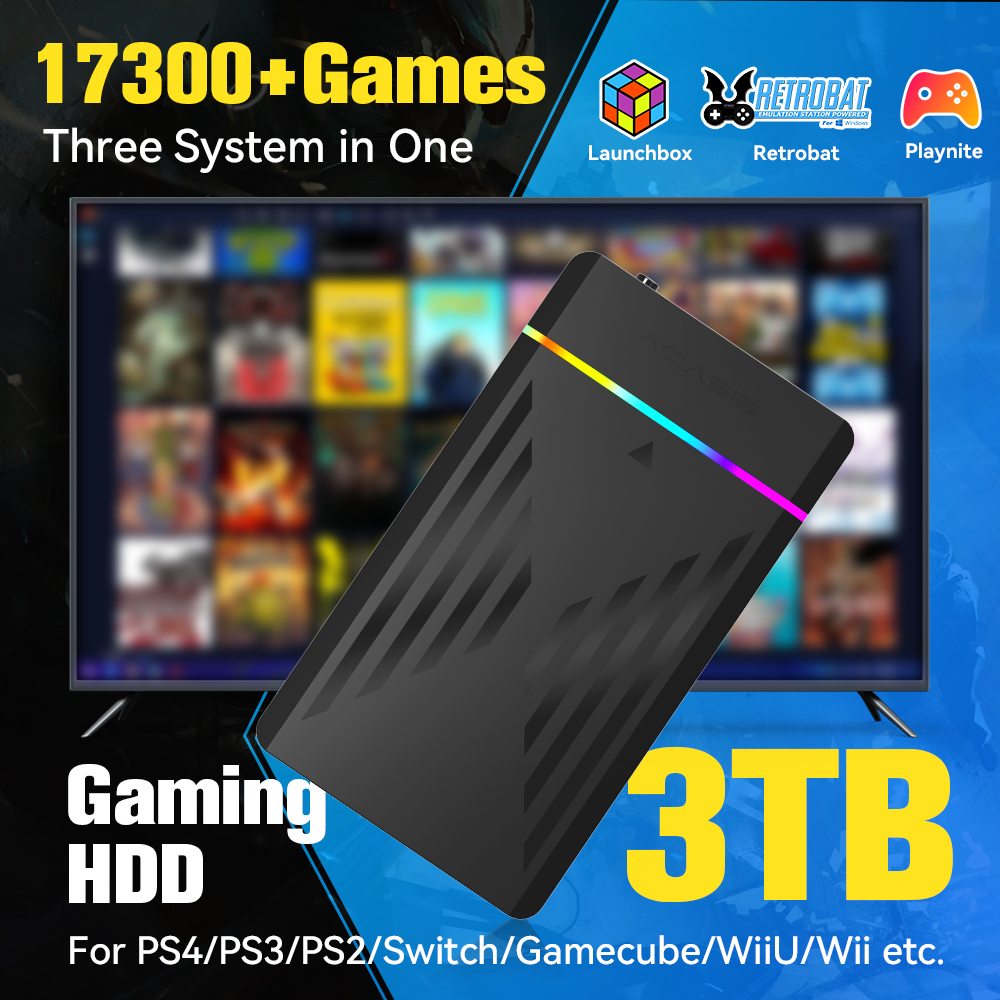 Retro Gaming Kiosk - 3TB portátil Gaming HDD LaunchBox/Retrobat/Playnite Retro